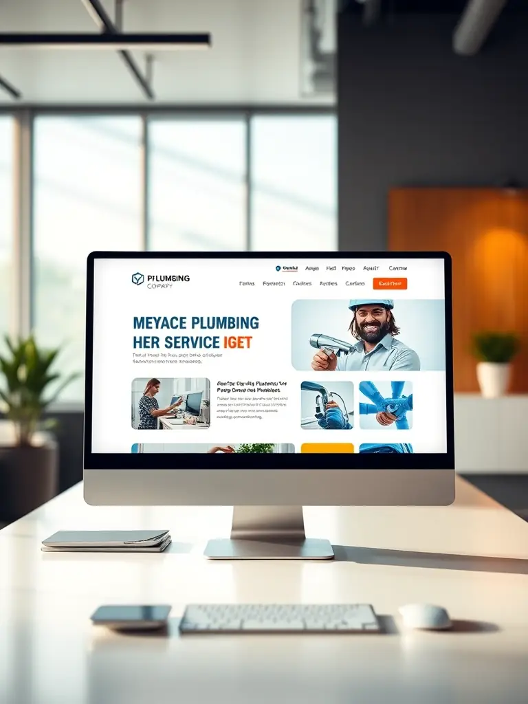 A modern, clean website design tailored for a plumbing company, showcasing their services and contact information prominently.